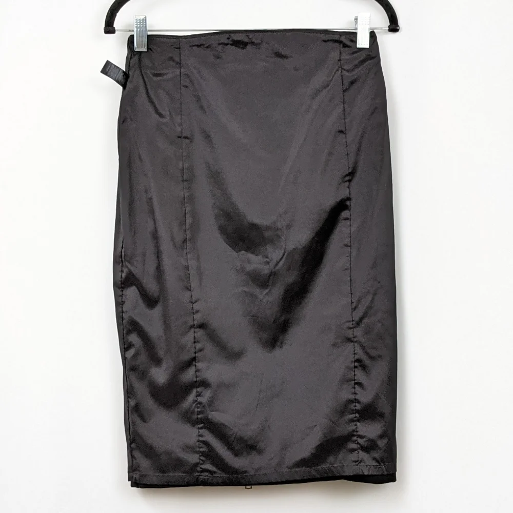 Express Pencil Skirt Bodycon Stretchy Exposed Double Back Zipper Black size 2